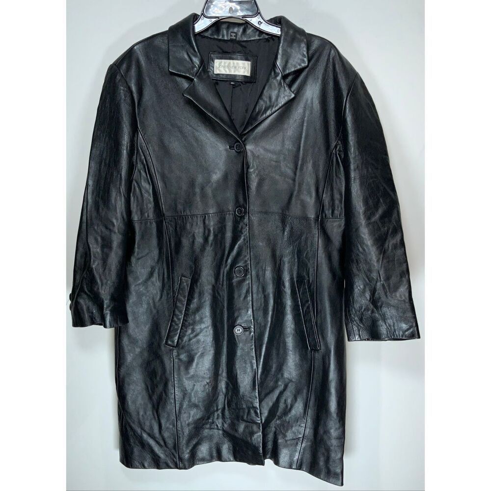 Jones New York Black Leather Jacket size XL
